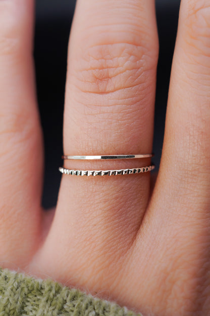 Thin Lined Set Of 2 Stacking Rings, Gold Fill, Rose Gold Fill or Sterling Silver