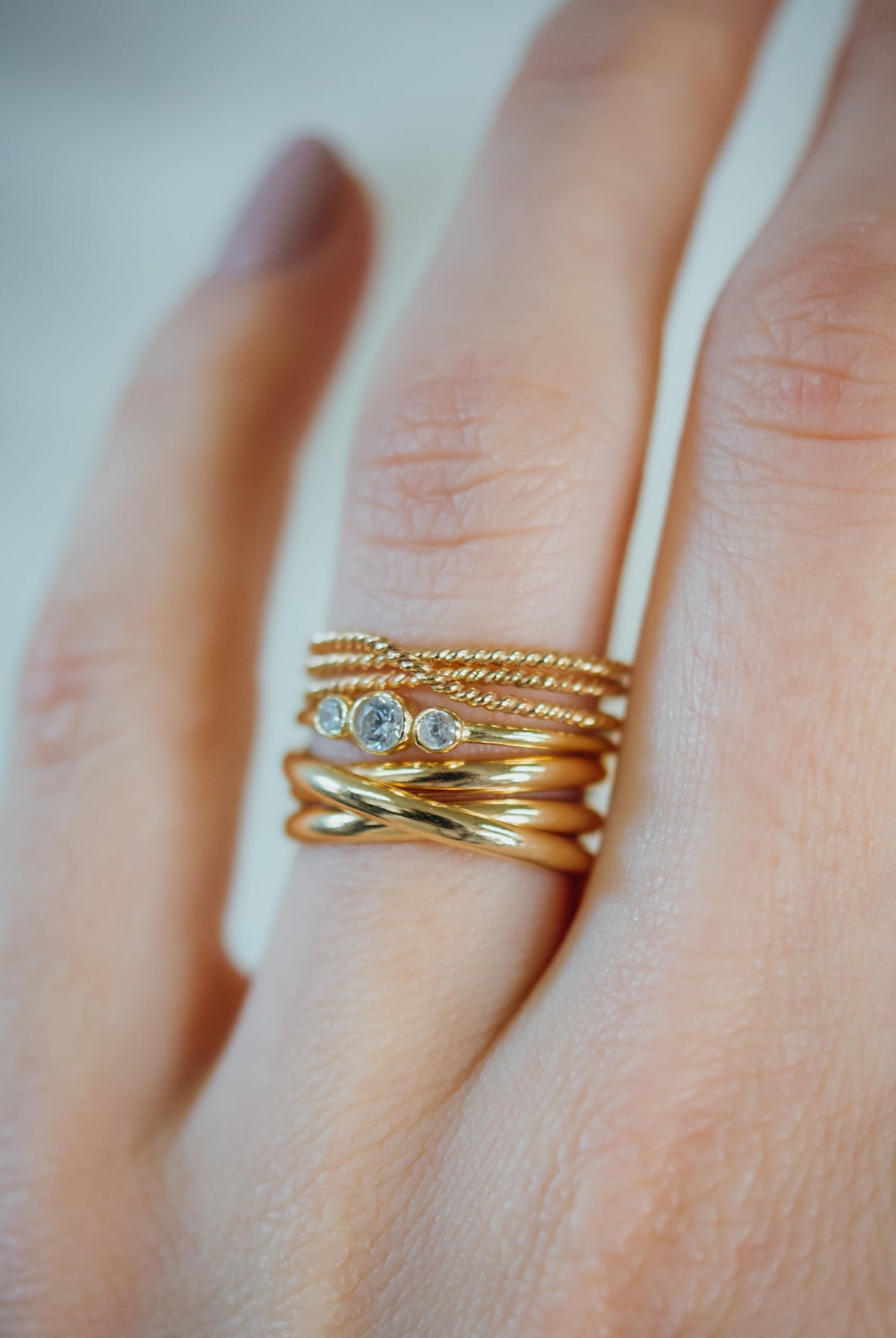 Twist Overlap Ring, Solid 14K Gold