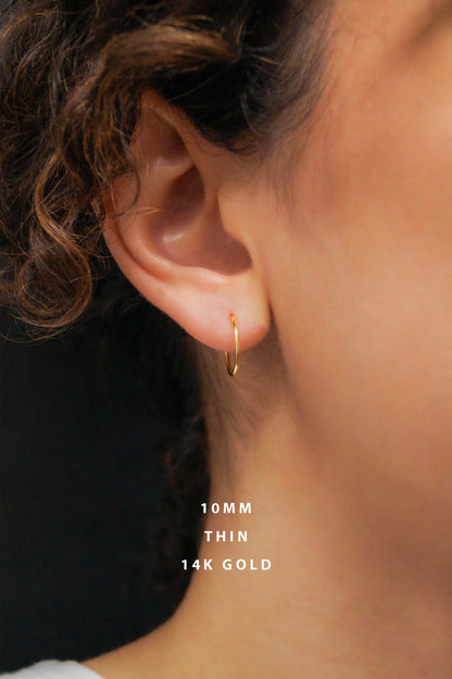 Huggie Hoop Earring in Solid 14K Gold
