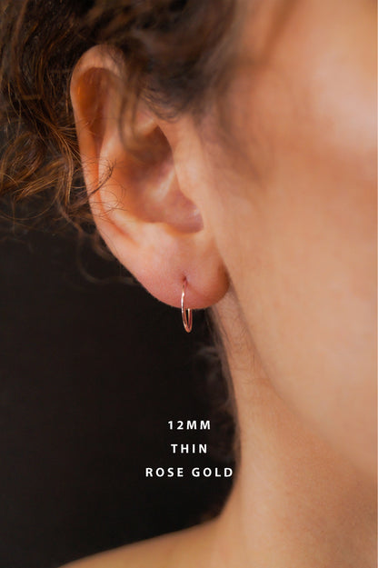Huggie Hoop Earring in Solid 14K Rose Gold