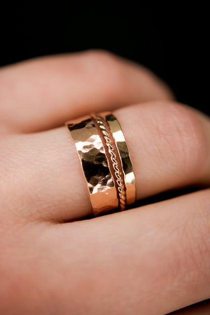 Essential Set of 3 Stacking Rings, Gold Fill, Rose Gold Fill or Sterling Silver