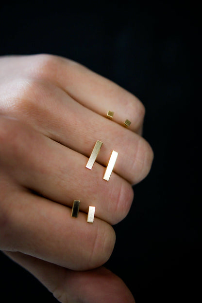 Mini Mirror Stud Earrings in Solid Gold