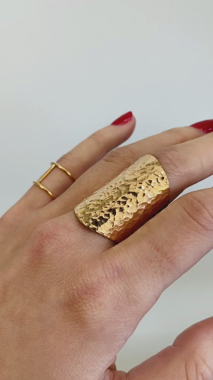 Large Shield Ring, 14K Gold Fill