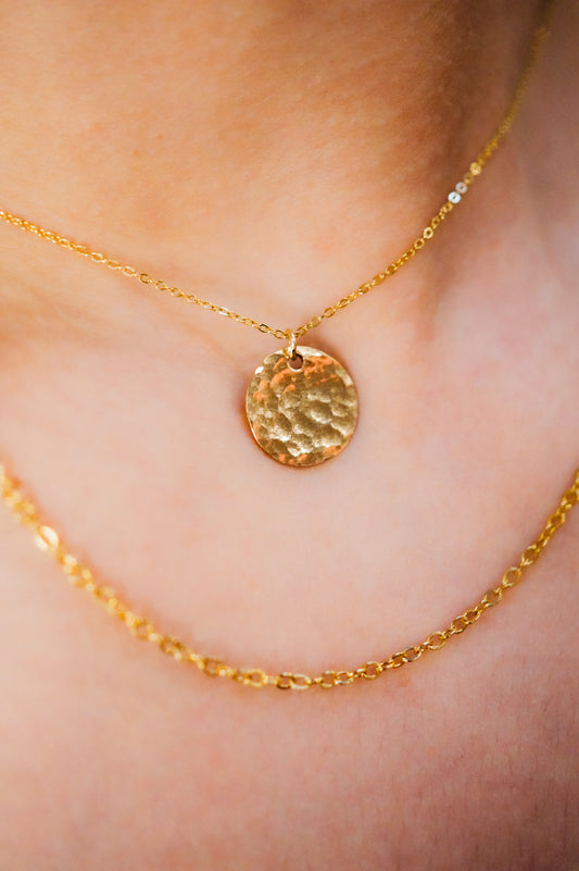 Choker with Textured Pendant Layering Necklace Set in Gold Fill