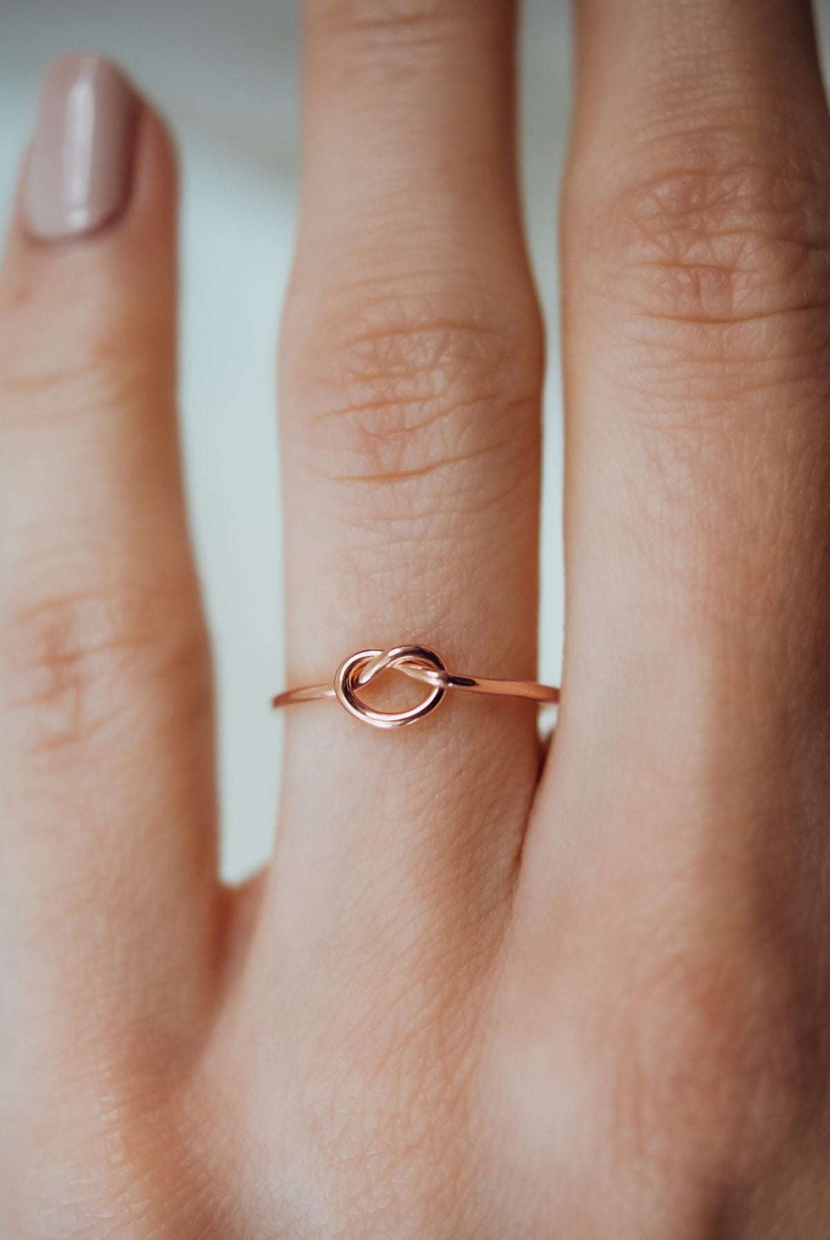 Open Knot Ring, Solid 14K Rose Gold