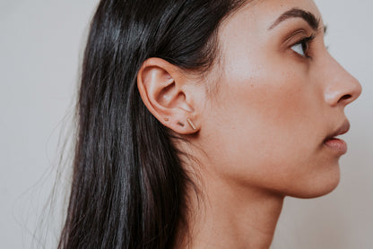 Mini Mirror Stud Earrings, Gold Fill, Rose Gold Fill, or Sterling Silver