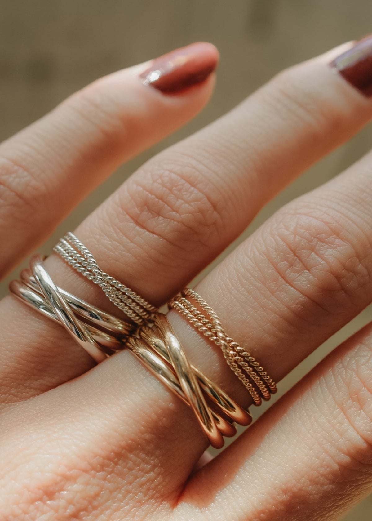 Twist Overlap Ring, Solid 14K Gold