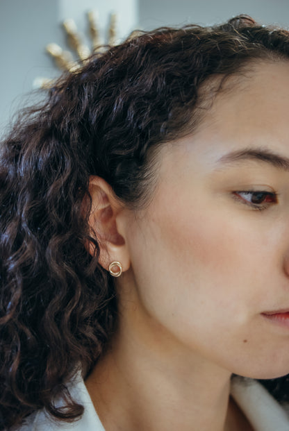 Interlocking Stud Earrings, Gold Fill, Rose Gold Fill or Sterling Silver