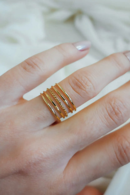 The Classic Lined Set of 5 Stacking Rings, Gold Fill, Rose Gold Fill or Sterling Silver