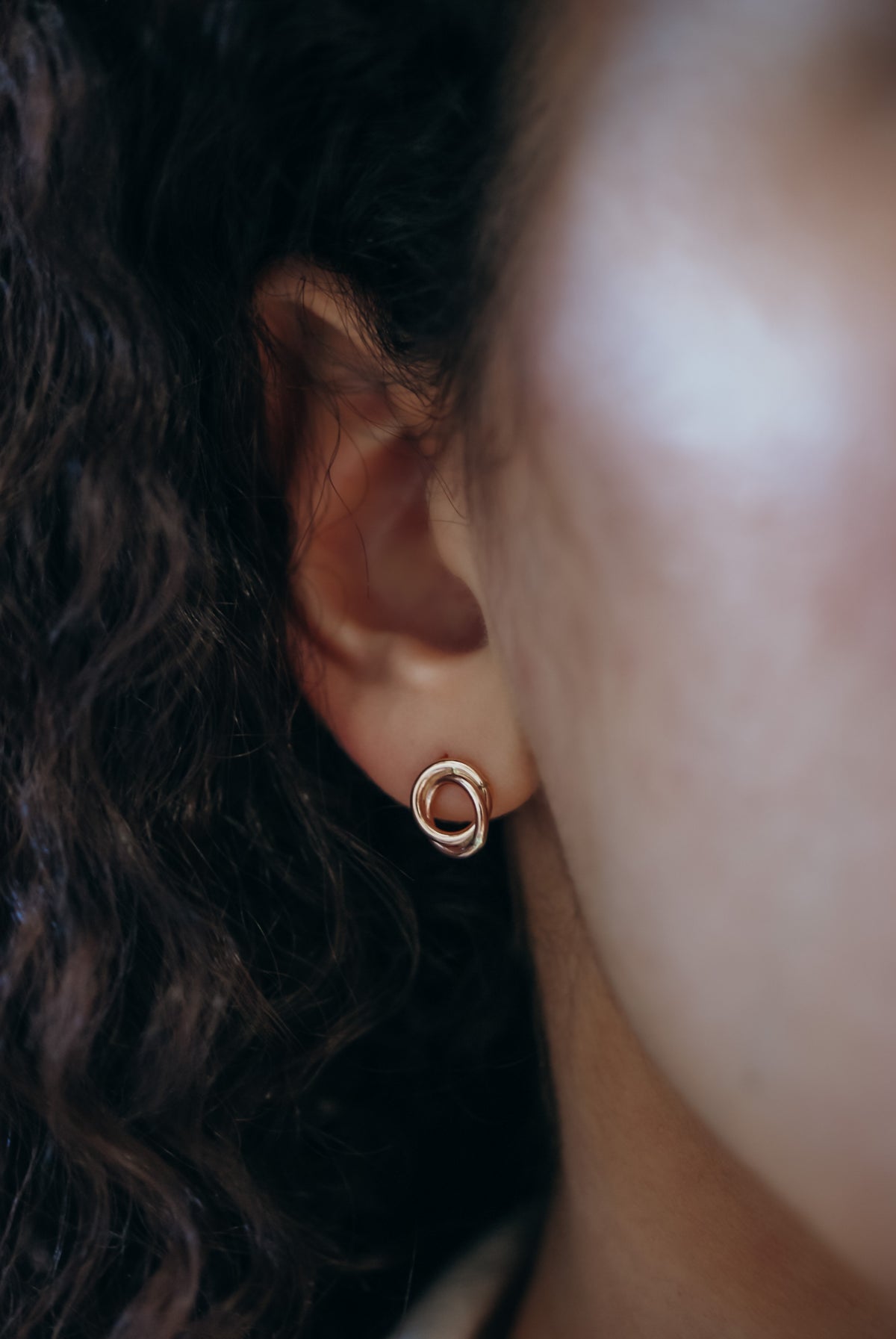 Interlocking Stud Earrings, Gold Fill, Rose Gold Fill or Sterling Silver