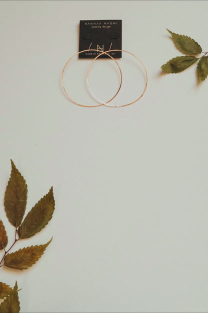 Full Circle Hoop Earrings, Solid 14K Gold, Rose or White Gold
