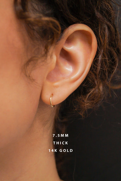 Huggie Hoop Earring in Solid 14K Gold
