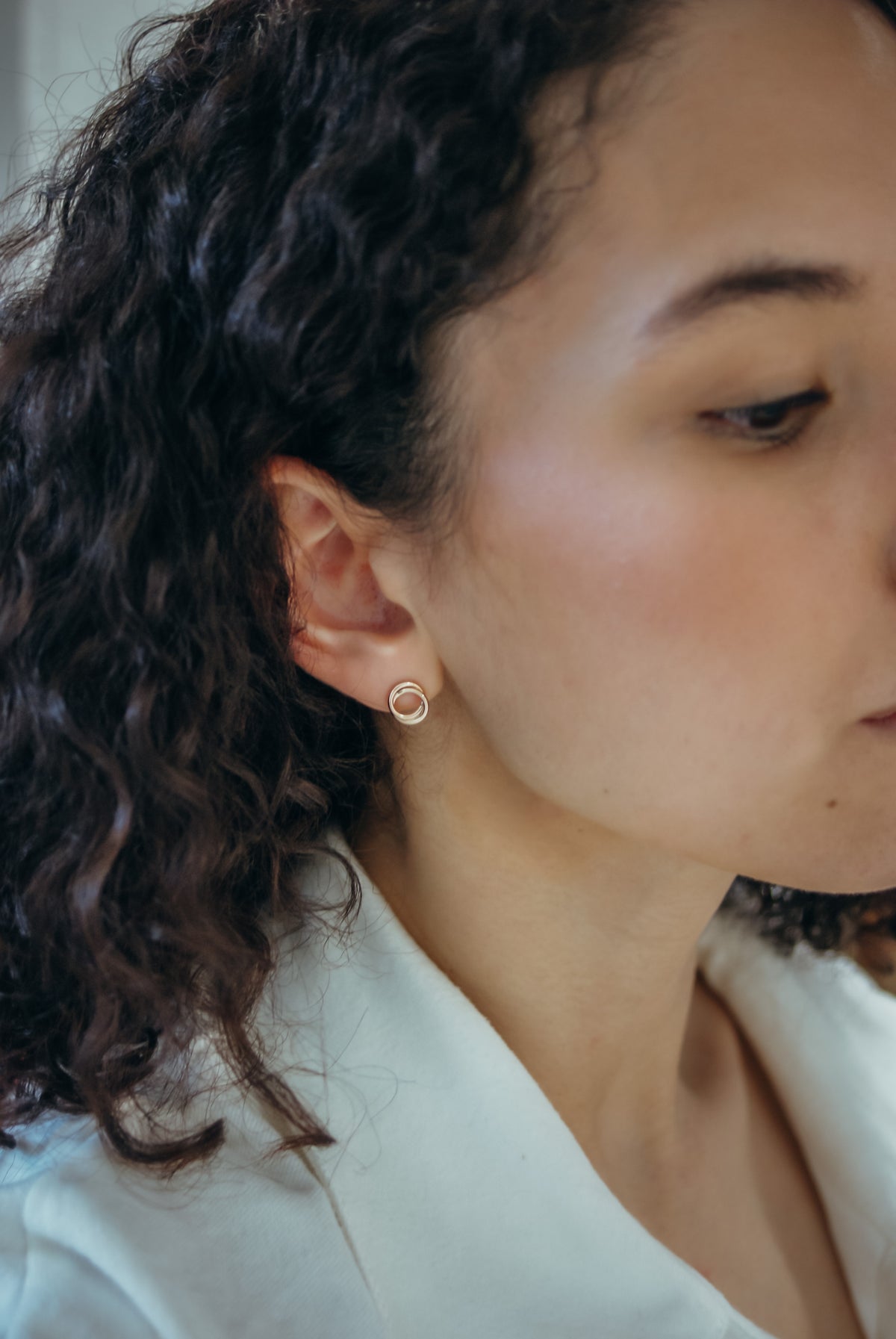 Interlocking Stud Earrings, Gold Fill, Rose Gold Fill or Sterling Silver