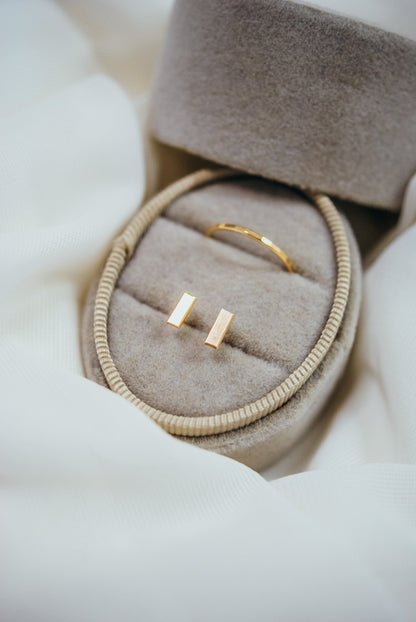 Mini Mirror Stud Earrings in Solid Gold