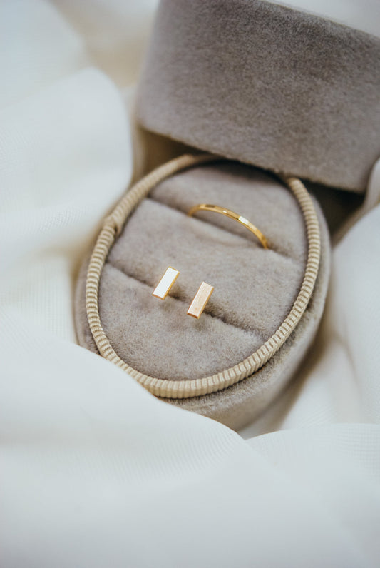 Mini Mirror Stud Earrings in Solid Gold