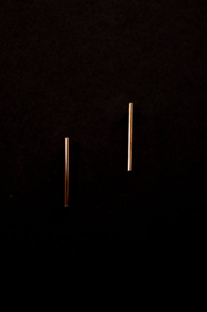 Bar Stud Earrings in Solid Gold or Rose Gold