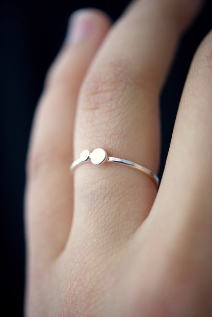 Double Pebble Ring, Sterling Silver