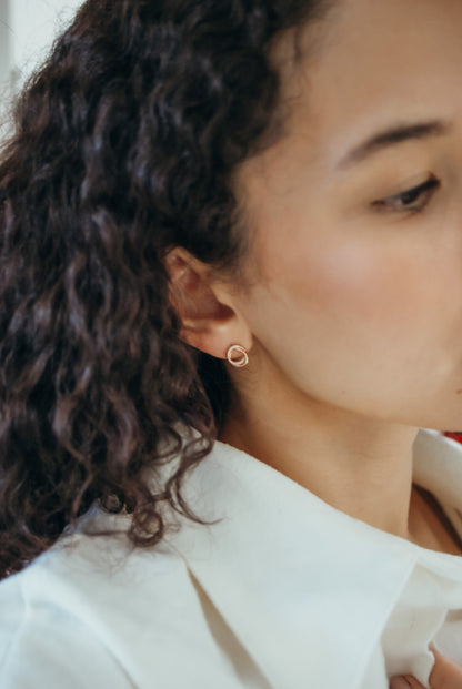 Interlocking Stud Earrings, Gold Fill, Rose Gold Fill or Sterling Silver
