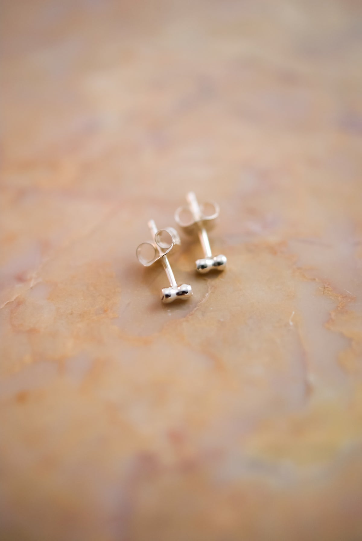 Tiny Bead Bar Stud Earrings, Gold Fill, Rose Gold Fill, or Sterling Silver