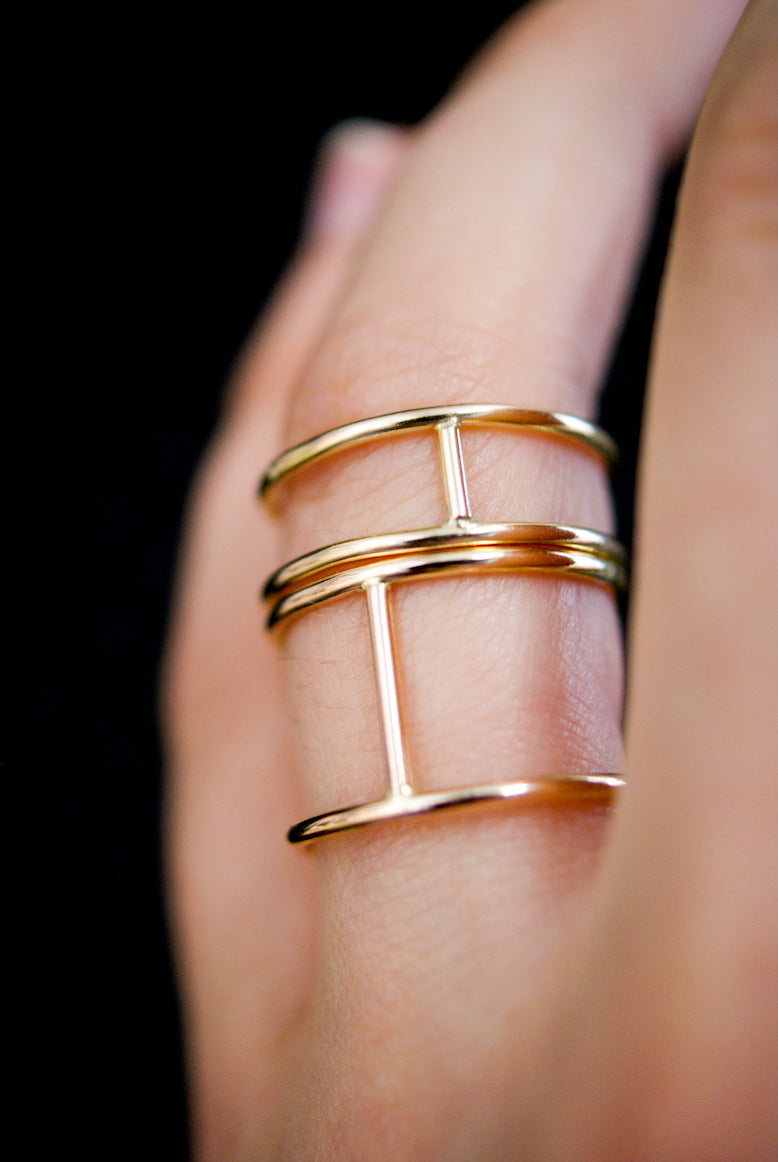 Large Cage Ring, Solid 14K Rose Gold