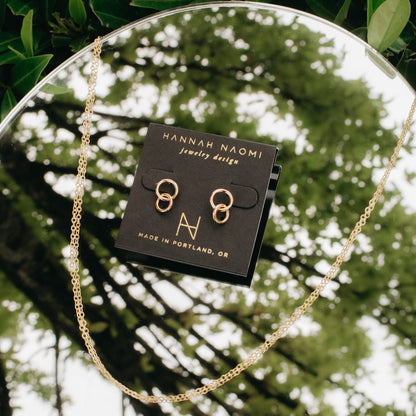 Link Stud Earrings, Gold Fill, Rose Gold Fill, or Sterling Silver