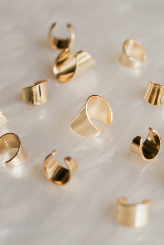 Shield Ear Cuff, Solid 14K Gold or Rose Gold