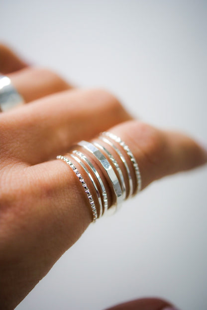 Thick Square Ring, Sterling Silver
