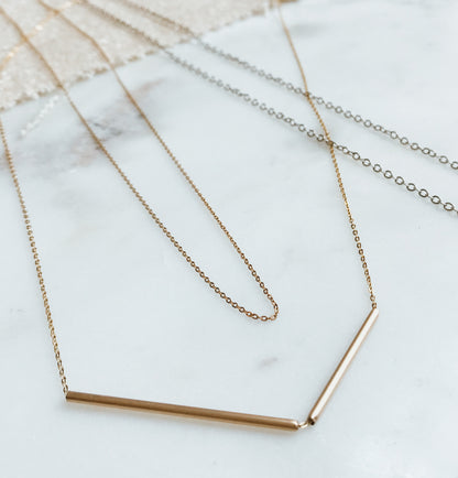 Geo Layering Necklace Set of 2 in Gold Fill, Rose Gold Fill, or Sterling Silver