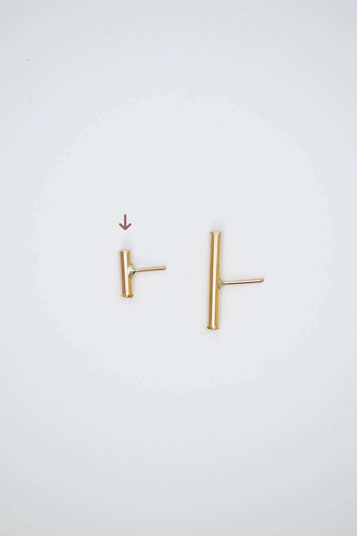 Tiny Bar Flat Back Stud Earring, Solid Gold or Rose Gold