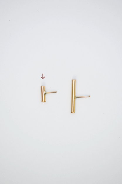 Tiny Bar Flat Back Stud Earring, Solid Gold or Rose Gold