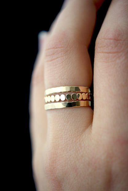 The Everyday Bead Set of 3 Stacking Rings, Gold Fill, Rose Gold Fill or Sterling Silver