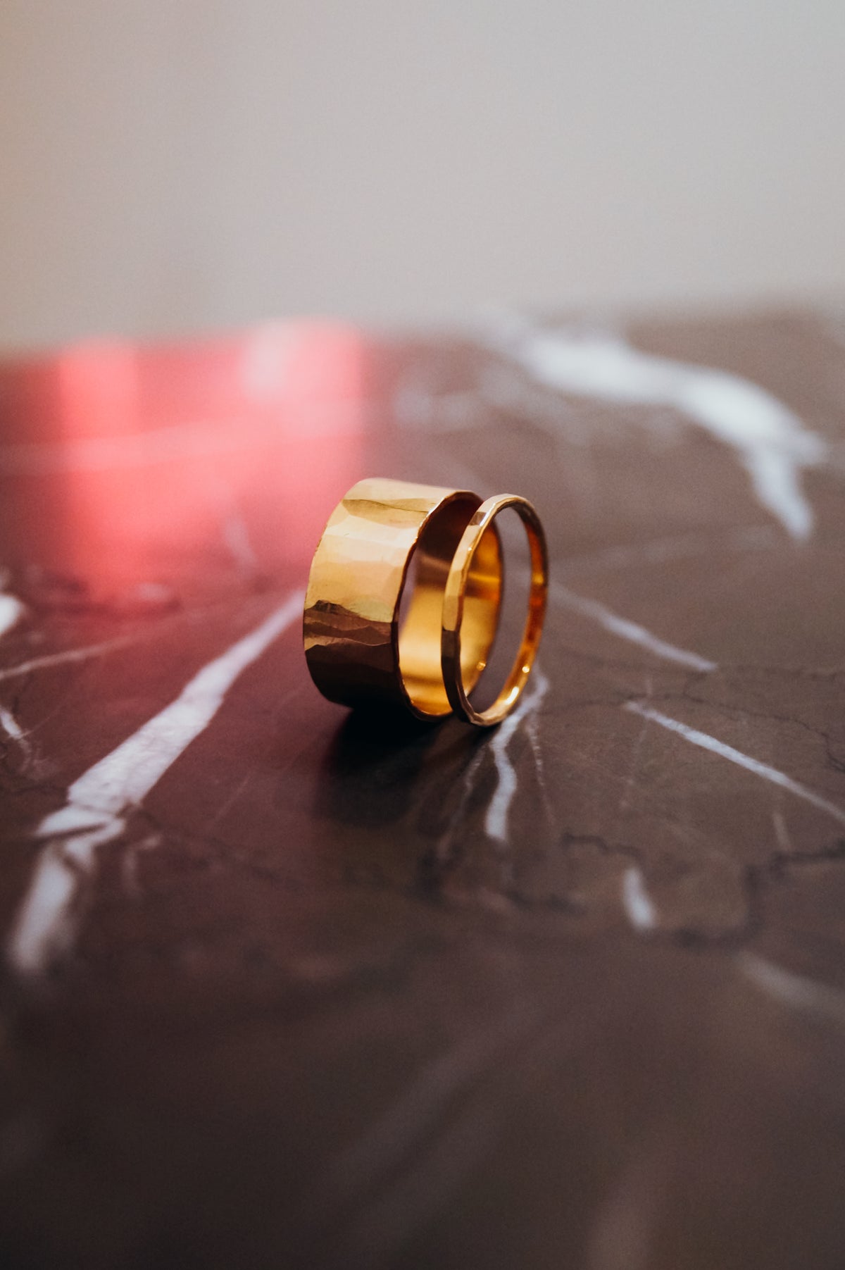 Wide Set of 2 Stacking Rings, Gold Fill, Rose Gold Fill or Sterling Silver