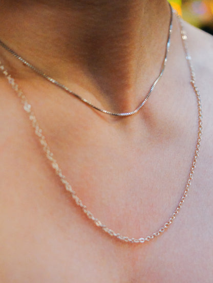 Mid-Length Textured Necklace Set of 2 Chains in Gold Fill, Rose Gold Fill, or Sterling Silver