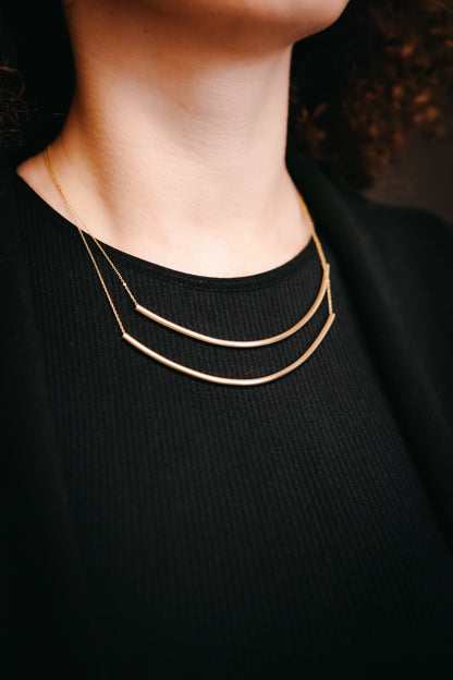 Arc Necklace, Gold Fill or Sterling Silver