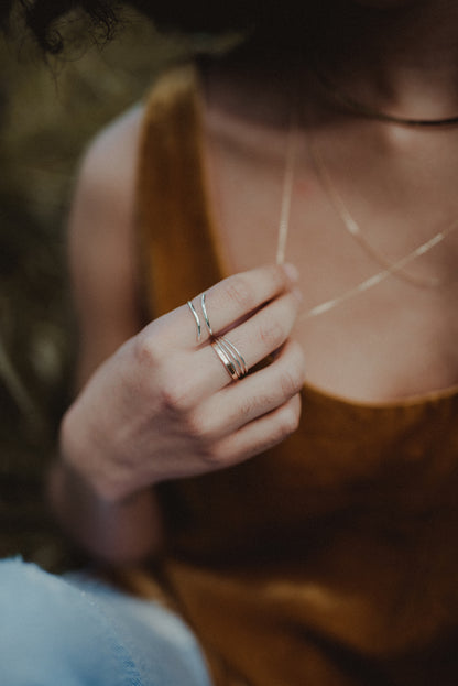 Connected Set of 3 Rings, Sterling Silver