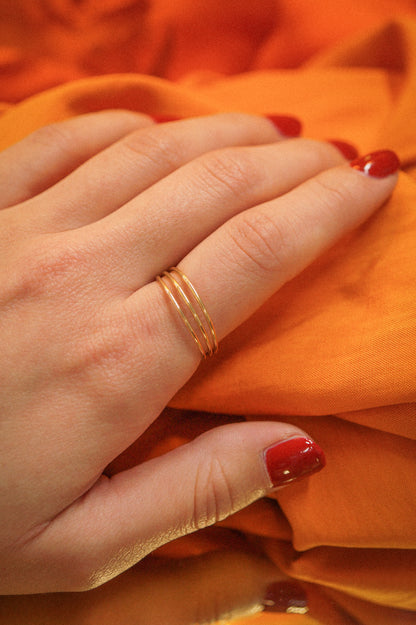 Connected Set of 3 Rings, 14K Gold Fill
