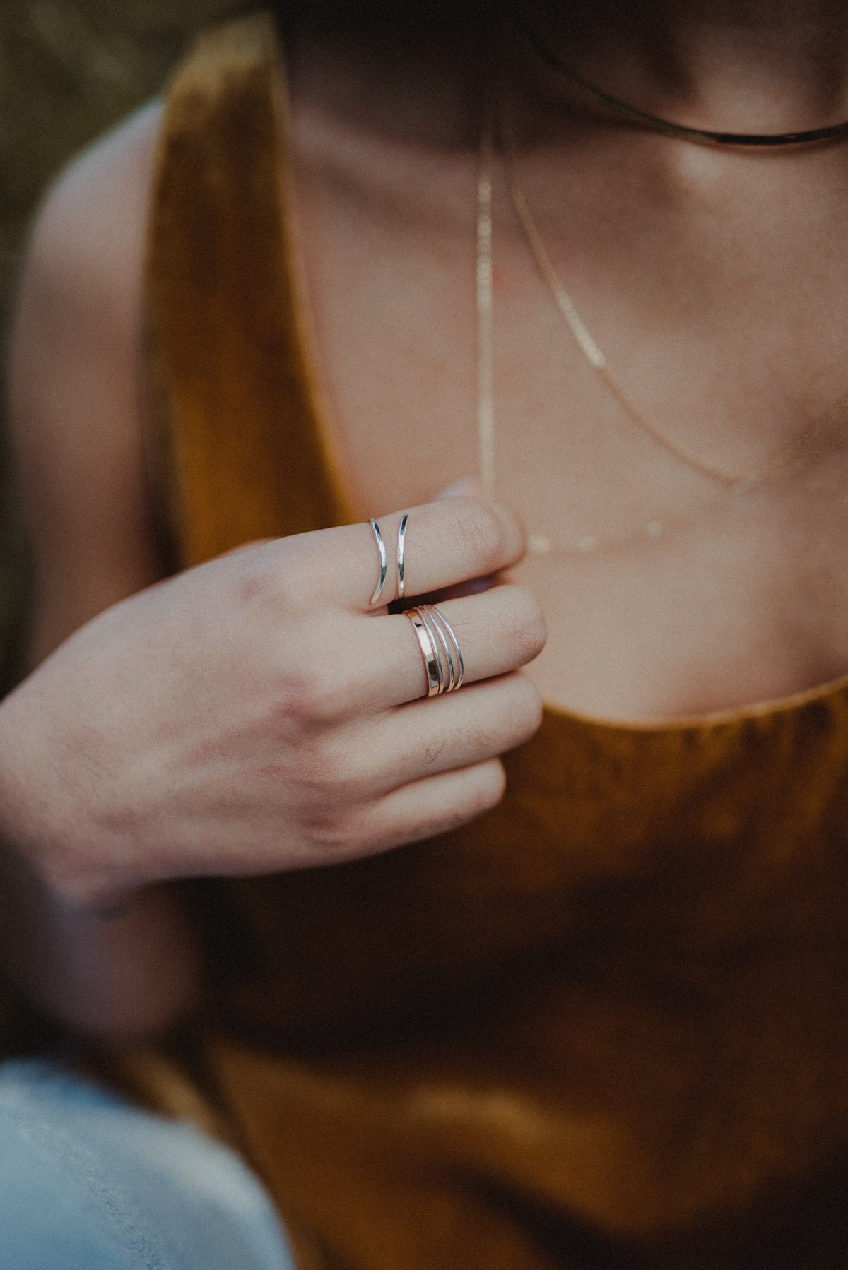 Connected Set of 3 Rings, Sterling Silver