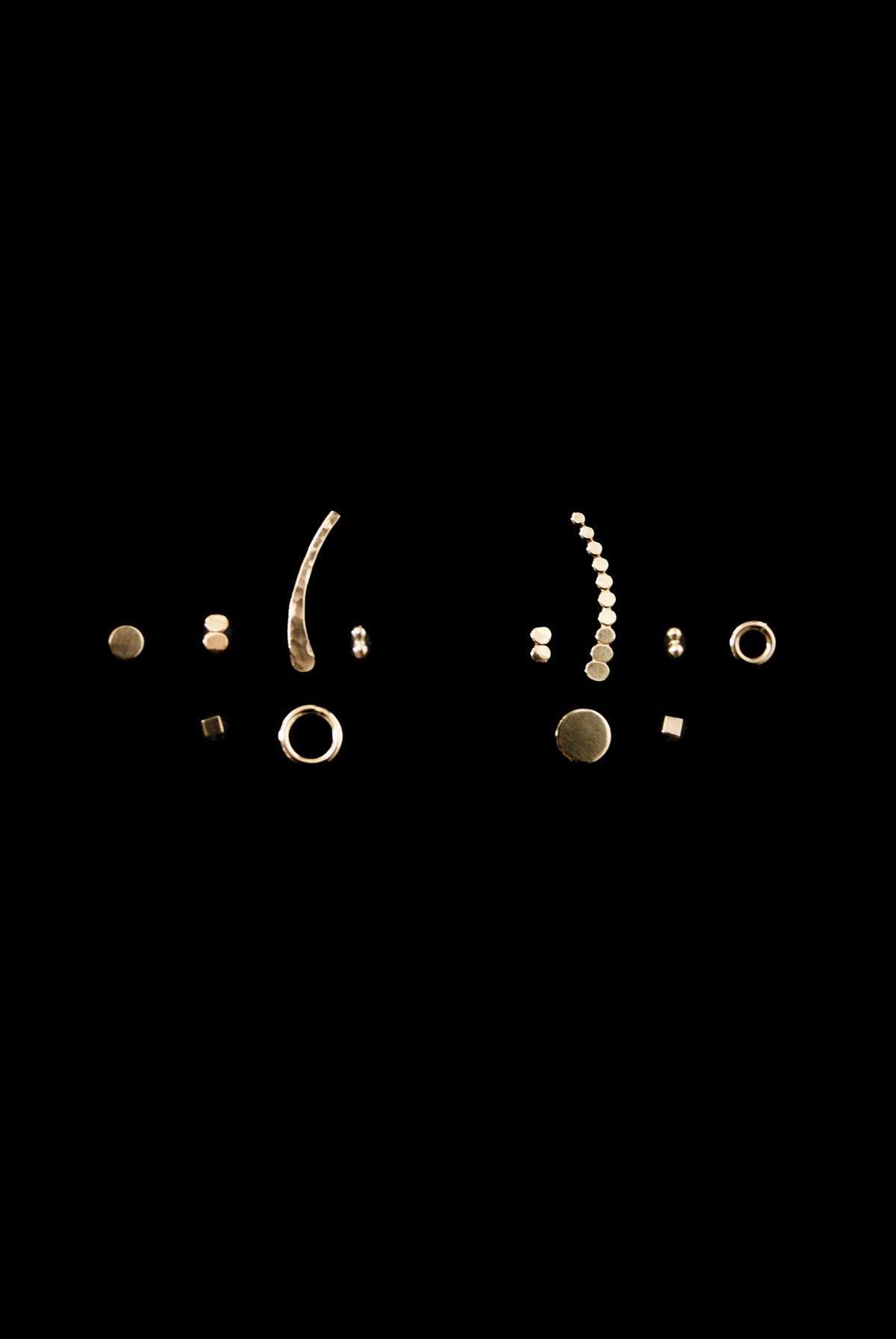 Square Mirror Stud Earrings in Solid Gold