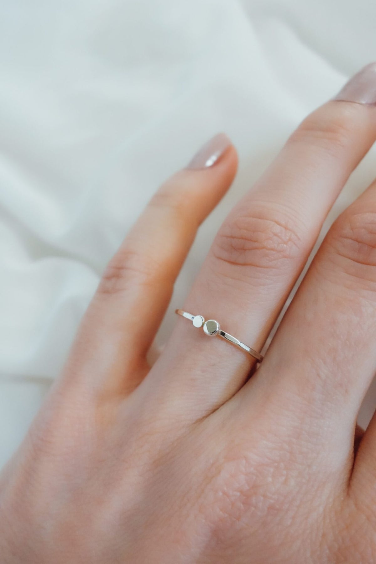 Double Pebble Ring, Sterling Silver