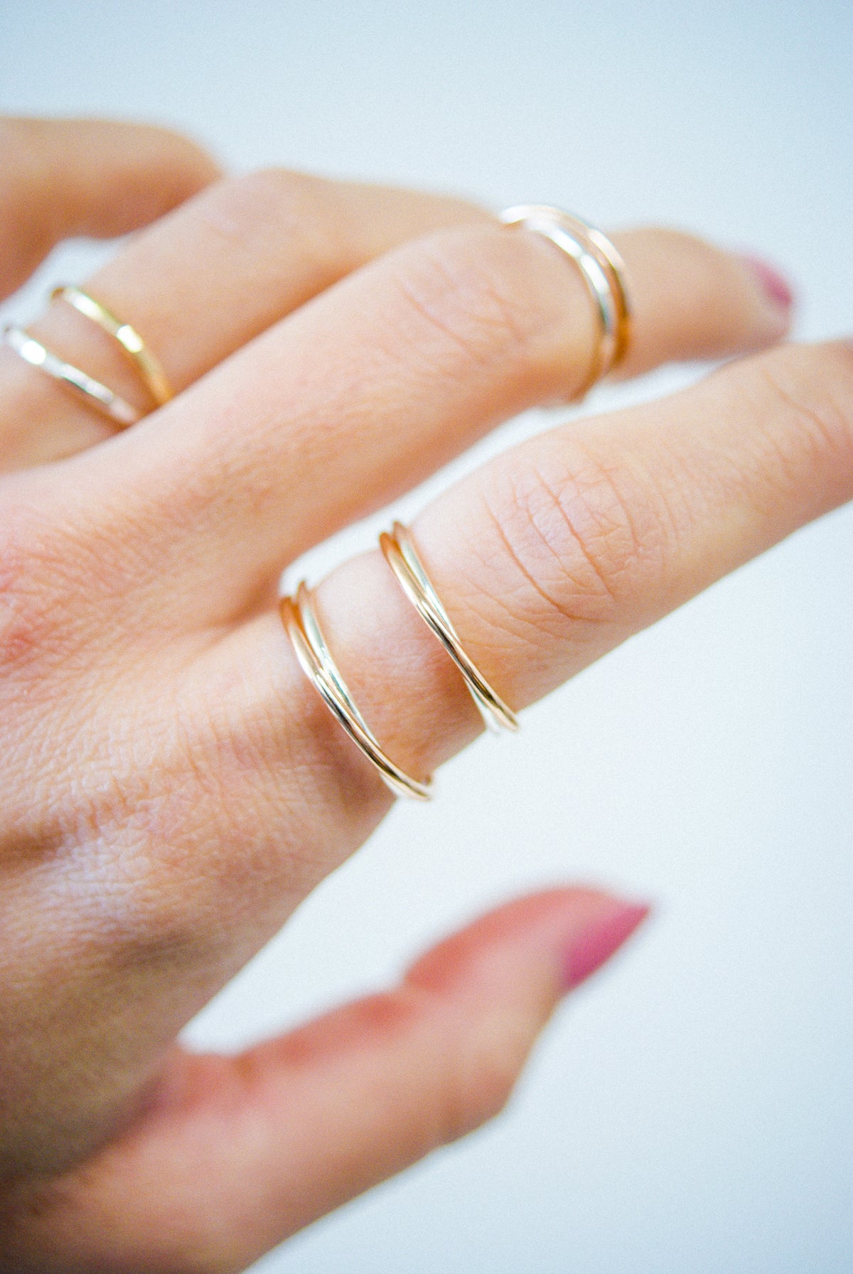 Thin Interlocking Set of 2 Rings, Mixed Metals