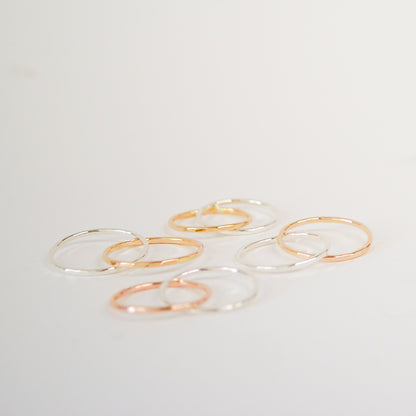 Thin Interlocking Set of 2 Rings, Mixed Metals