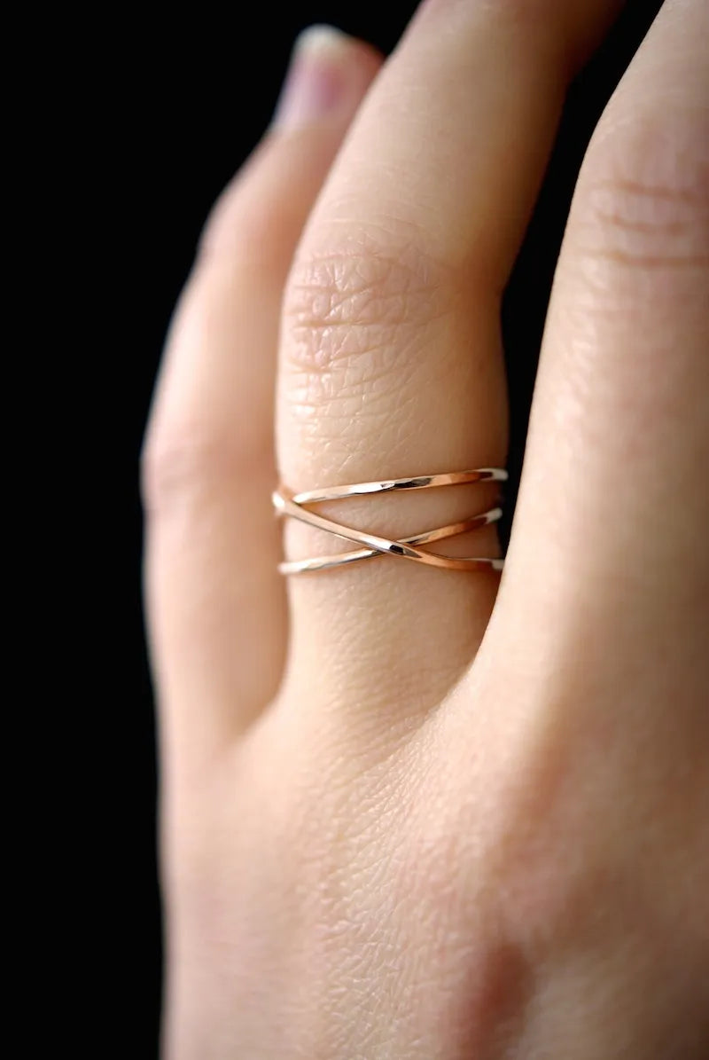 Wraparound Ring, Solid 14K Rose Gold