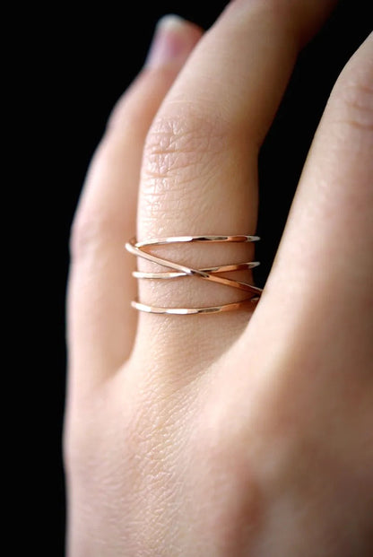 Large Wraparound Ring, Solid 14K Rose Gold