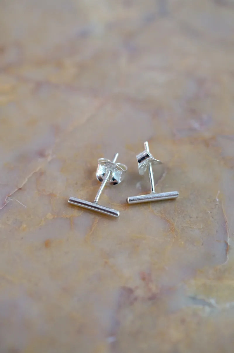 Mini Bar Stud Earrings, Gold Fill, Rose Gold Fill, or Sterling Silver