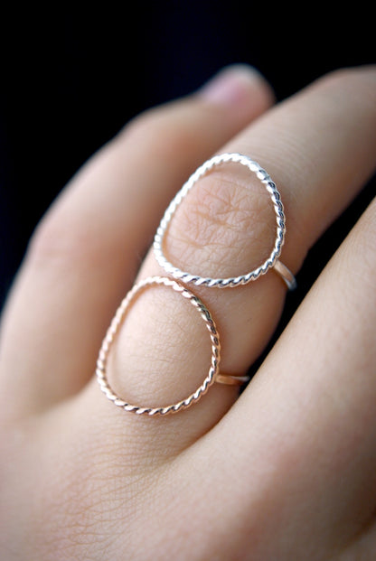Twist Circle Ring, Solid 14K Rose Gold
