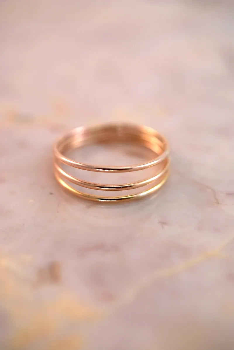 Connected Set of 3 Rings, 14K Rose Gold Fill