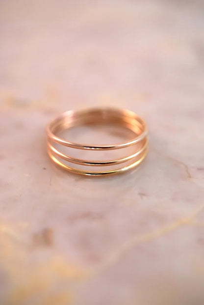 Connected Set of 3 Rings, 14K Rose Gold Fill