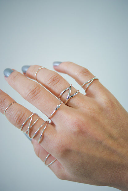 Double Pebble Ring, Sterling Silver