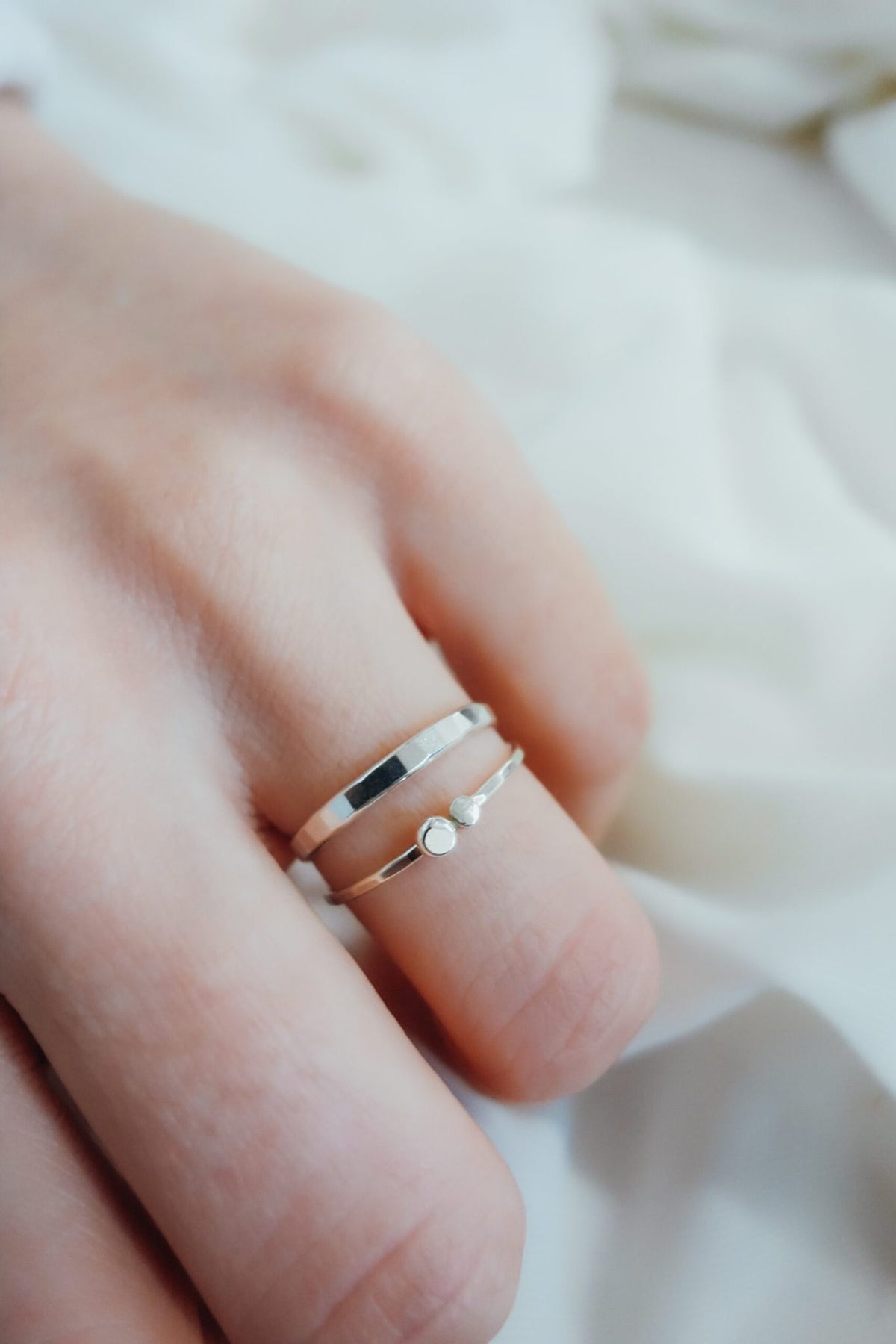 Double Pebble Ring, Sterling Silver