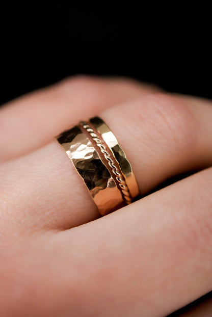 Essential Set of 3 Stacking Rings, Gold Fill, Rose Gold Fill or Sterling Silver